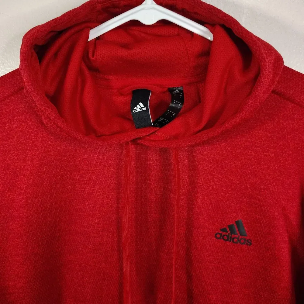 Adidas Red Pullover Hoodie Men's Large Athletic Training Sweatshirt Logo